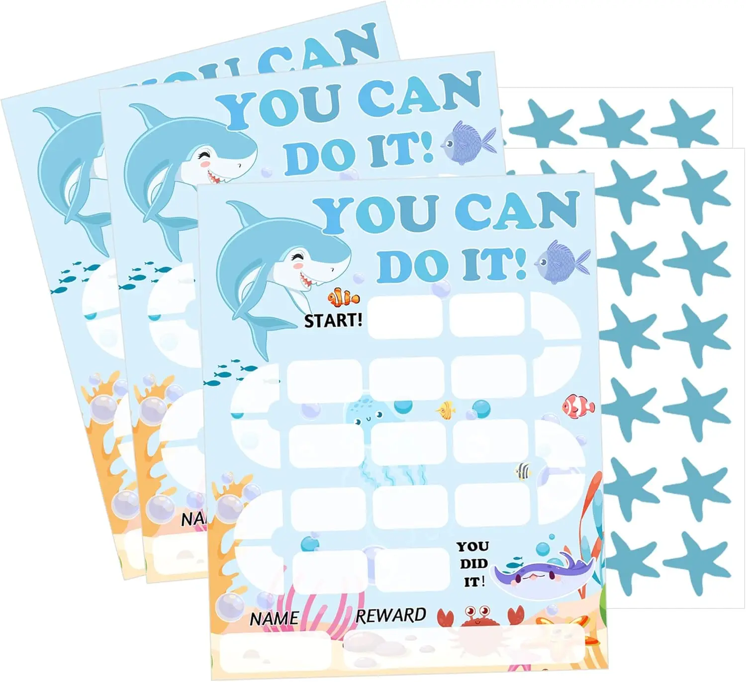

Карточки с наклейками для морских животных, 10 упаковок, многоразовые карты с таблицей поведения детей для классной комнаты, дома, горшка