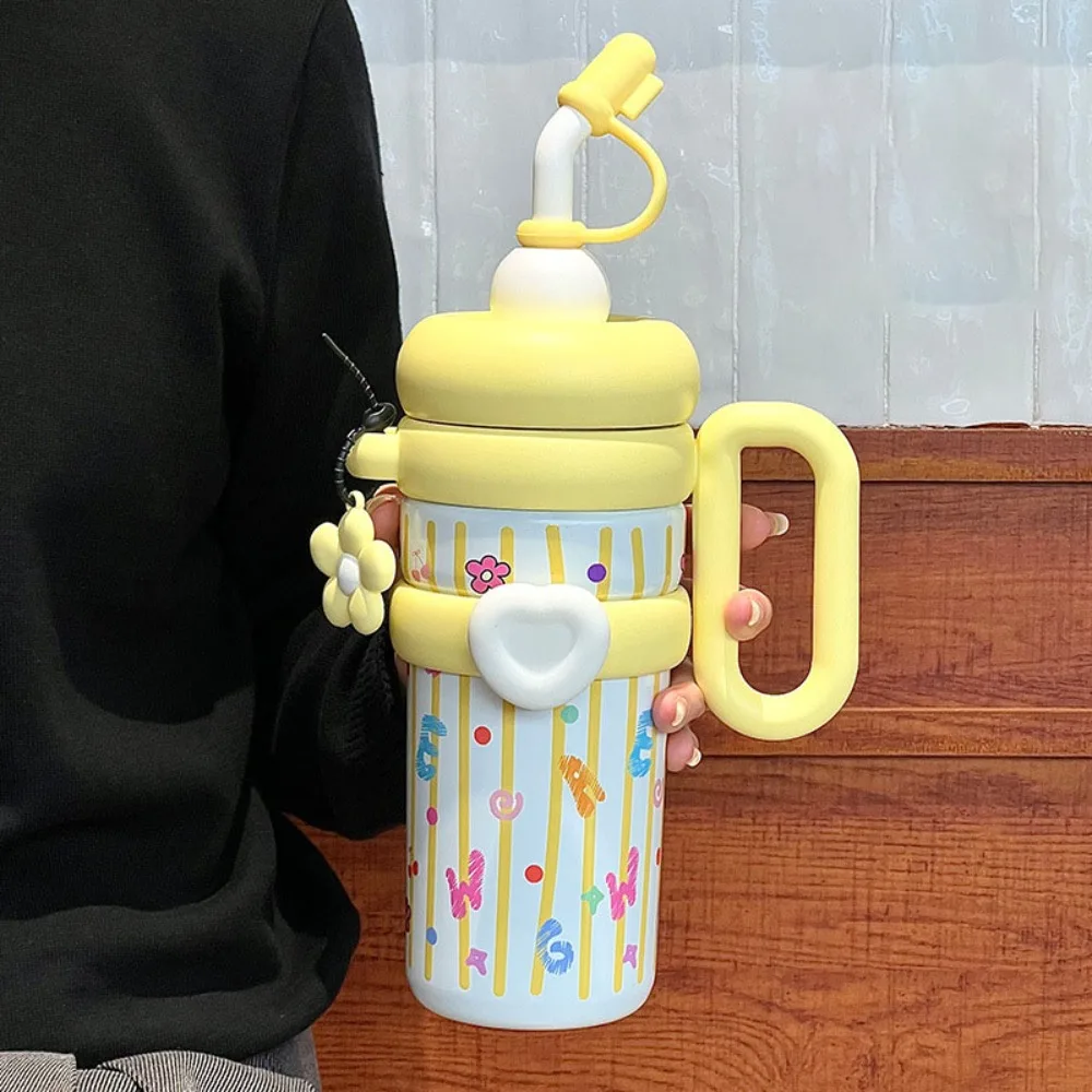 

920ML Insulated Thermos with Handle Stainless Steel Thermos Coffee Cup Handheld Easy To Drink Sports Water Kettle