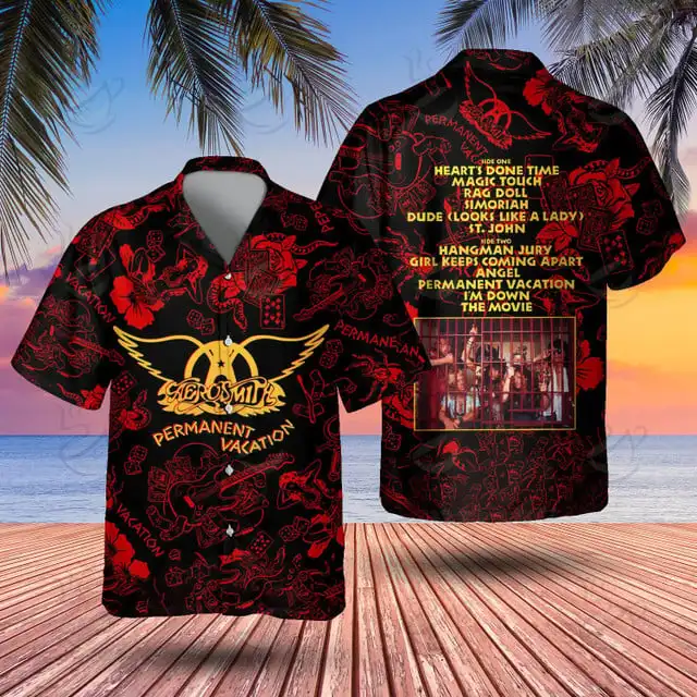 

2025 Men's Aerosmith Rock Shirts 3D Print Hawaiian Shirt Summer Men Women Hip Hop Trend Short Sleeve Blouse Casual Beach Y2k Top