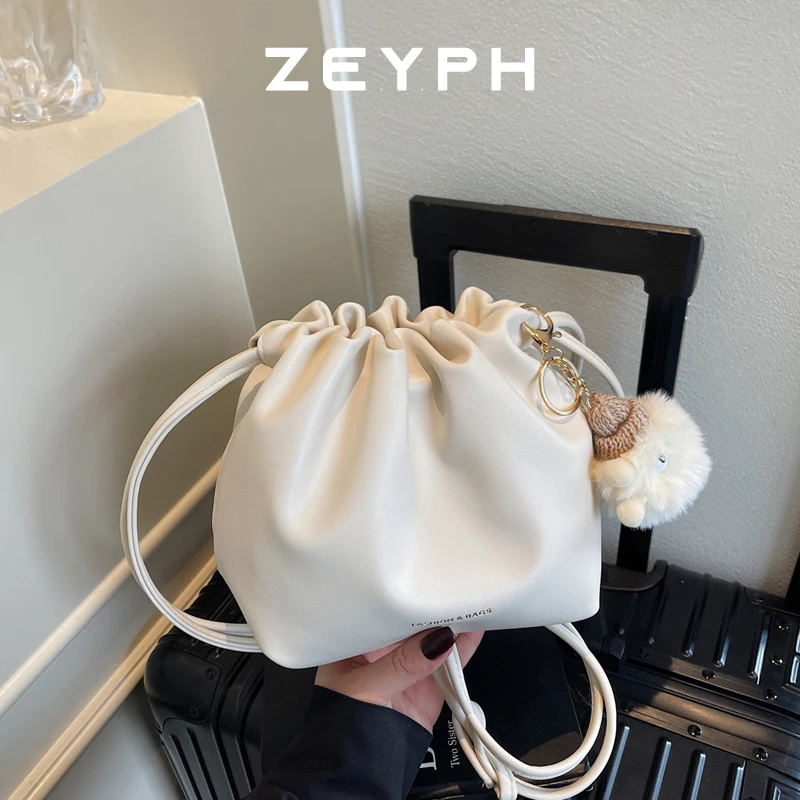 

Zeyph Cute Drawstring Style Fluffy Cloud Bag Tote Bag Women s Small Shoulder Bag Crossbody Bag Small Purse Pu Material
