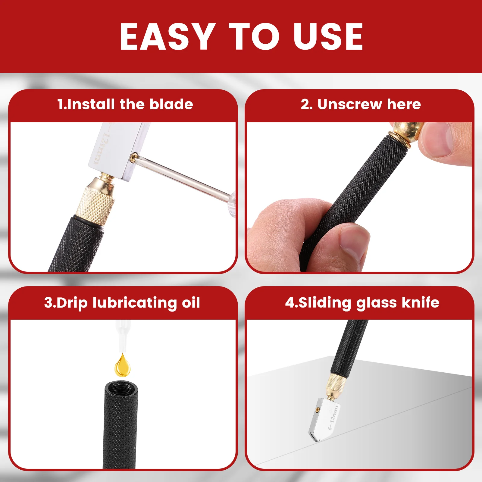 مجموعة أدوات قطع الزجاج شديدة التحمل كماشة كسر الزجاج والجري ومجموعة أدوات قواطع الفصل كماشة بلاط زجاجي بعجلات