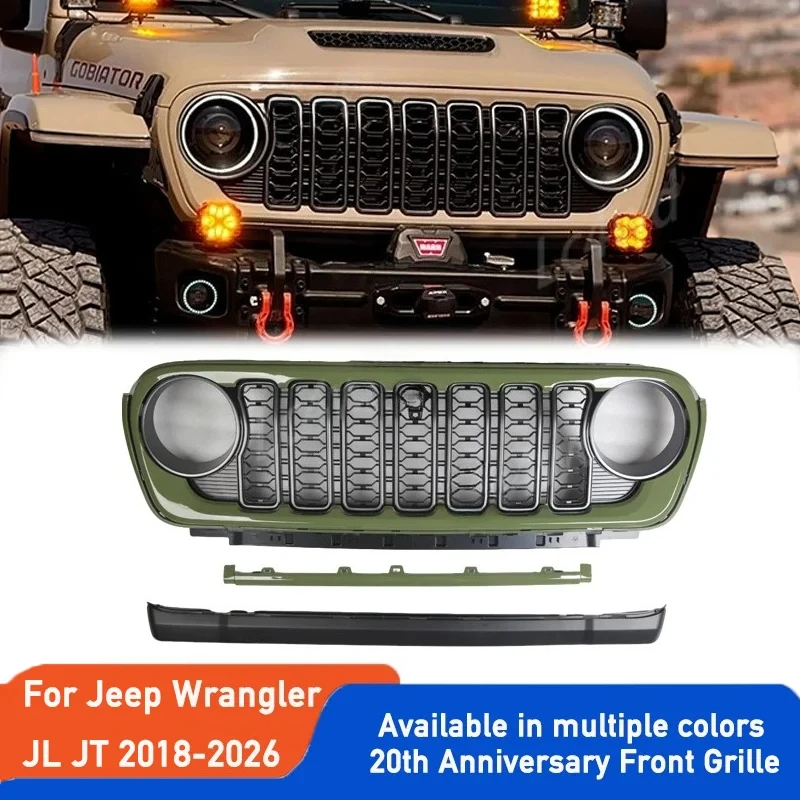 4X4 Accessories Multiple Colors 20th Anniversary Front Grille Racing Grills For 2018-2025 Jeep Wrangler JL / Gladiator JT