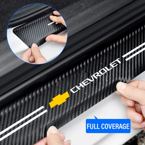 Para Chevrolet Cruze Aveo Captiva Lacetti estilo de coche 4 Uds umbral de puerta de coche placa de desgaste de fibra de carbono pegatina insignia Accesorios