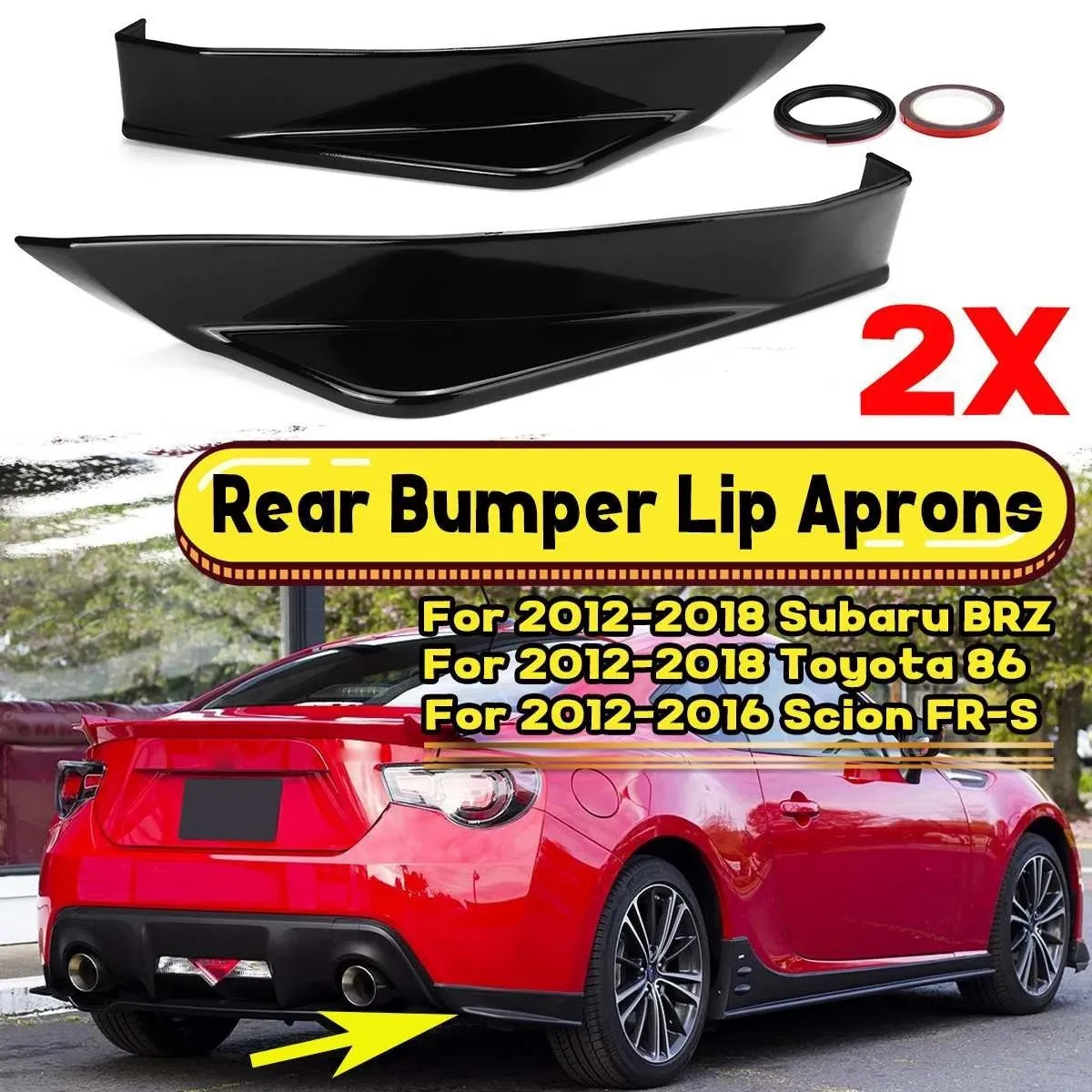 Glossy Black Car Rear Side Bumper Lip Aprons Diffuser Splitter Canard for BRZ 2013-2018