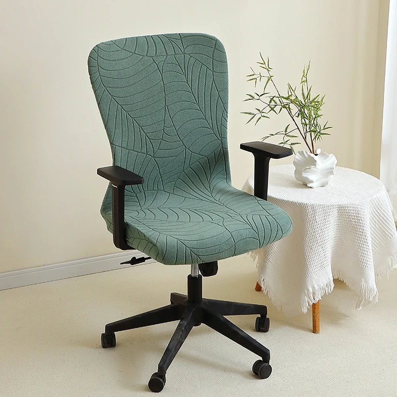 Solid Color Jacquard Computer Game Chair Covers Elastic Removable Home Office Armchair Slipcover Seat Protector Dustproof Covers
