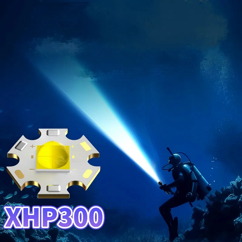 New Powerful XHP300 Led Diving Flashlight IP8 Underwater Waterproof 800M Professional Diving Torch Underwater Lighting Work Lamp