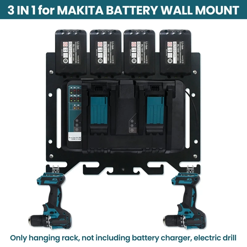 Charger Holder For Tool Room For Makita 4 Batteries 14.4V/18V DC18RD DC18RC Charger Wall Mount