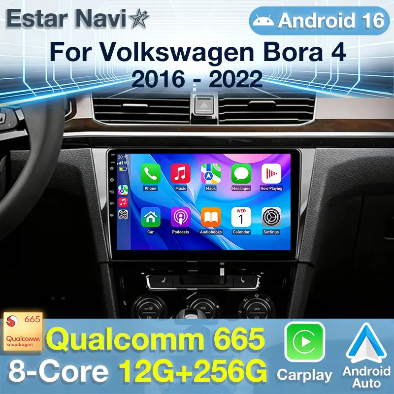 Android 16 Car Radio For Volkswagen Bora 4 2016 2017 - 2022 Head Unit Multimedia Stereo Video Player NAVI GPS 4G WIFI QLED 2 DIN