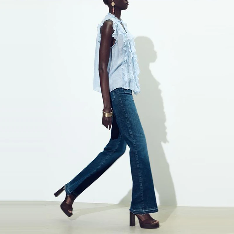 

2025 Summer New Women's Faionable Layered Decorative Drapey Top Commute Sle V-ne Polyester Fiber Straight Cut irt