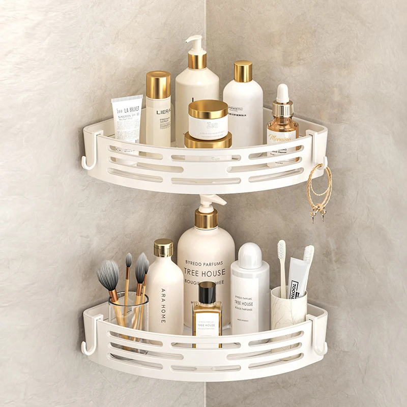 Modernes Badezimmer-Eckregal, selbstklebendes Duschregal für Kosmetik, Toilettenartikel, Aufbewahrung, Valentinstagsgeschenk, Heimdekoration