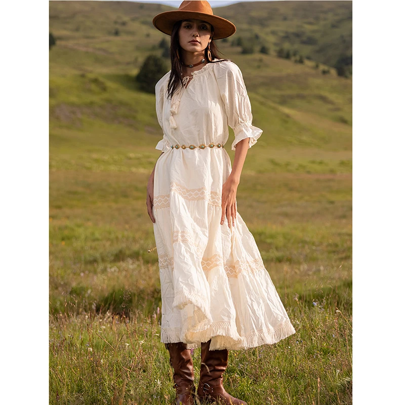 

Новое поступление 25, весенне-осеннее женское повседневное свободное платье с рукавами-фонариками и v-образным вырезом, платье длиной до щиколотки с кисточками, платья хорошего качества T162