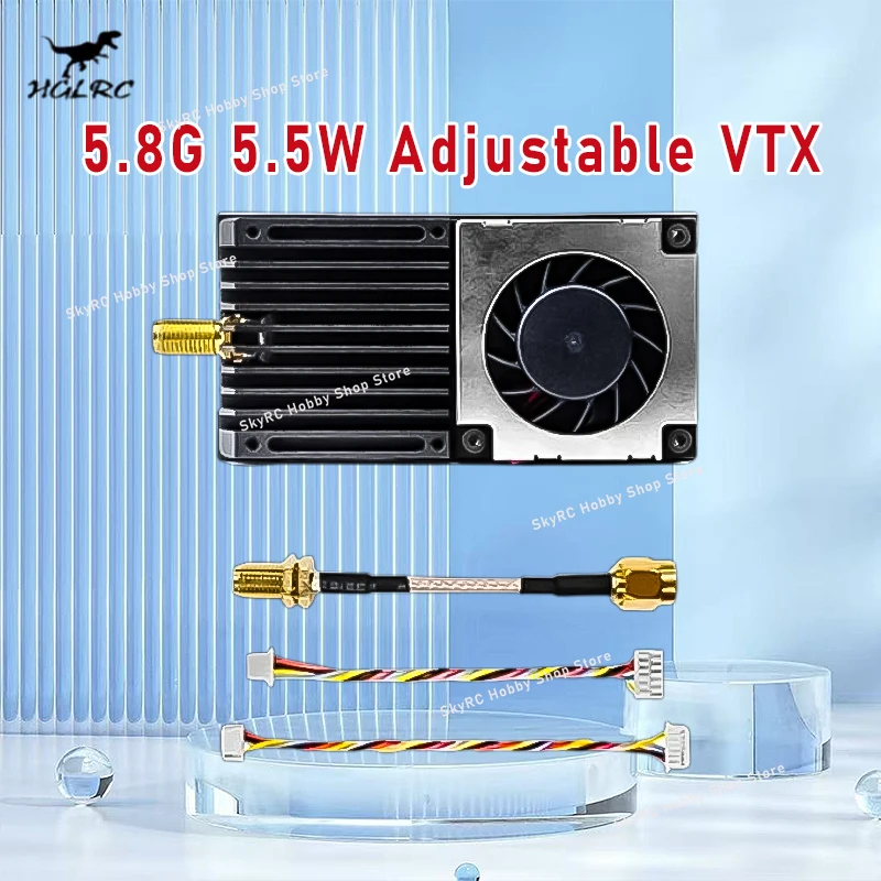 HGLRC 5.8G 5.5W Adjustable VTX,Heat Sink&OSD,High Power Video Transmitter,FPV Long Range Freestyle Accessories