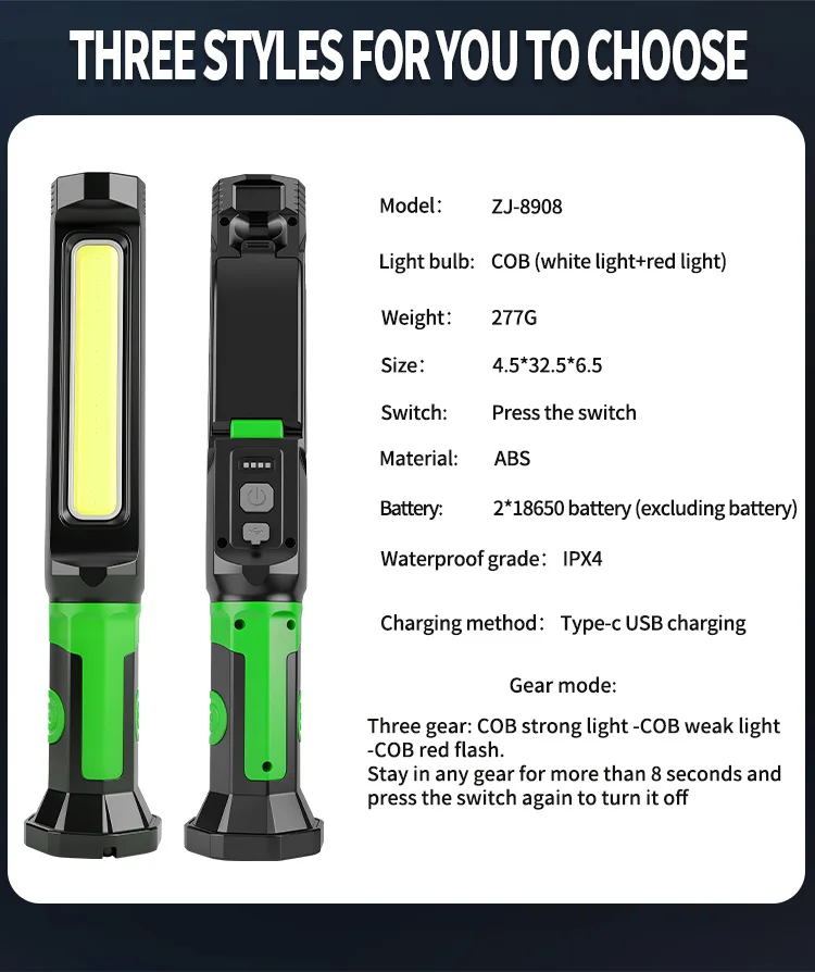 Autoreparatur-Arbeitsleuchte COB Wiederaufladbare Handinspektionsleuchte Notbeleuchtung LED-Arbeitsleuchte – Detail 28