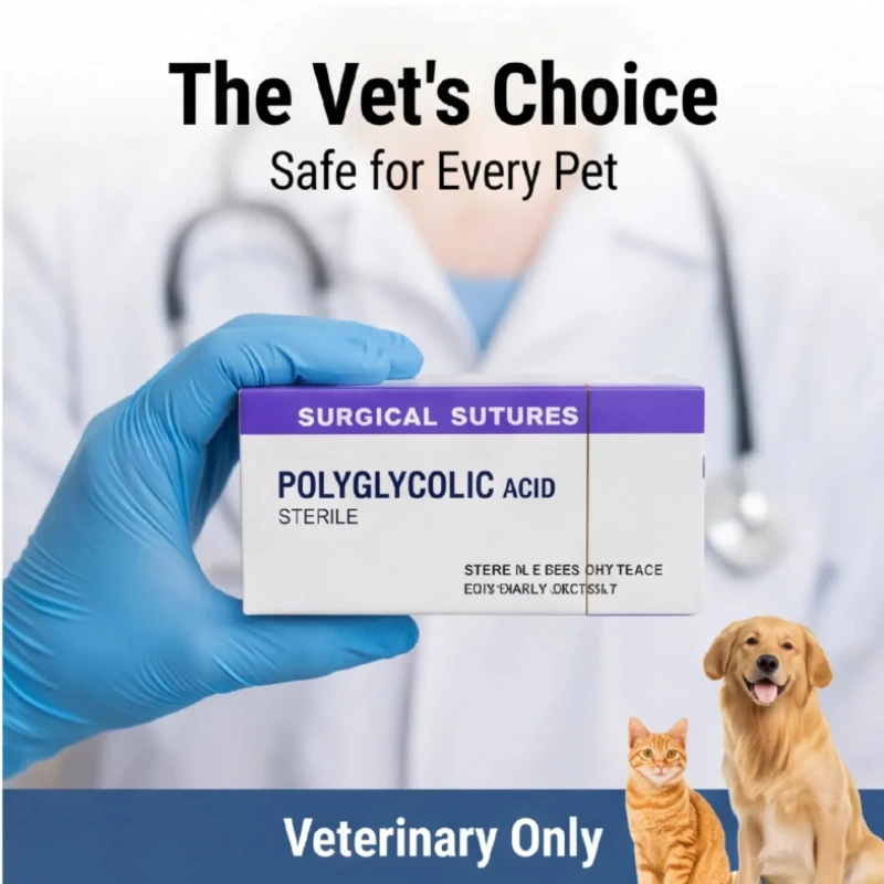12pcs Pet Absorbable Sutures Made of Polyglycolic Acid with Veterinary Surgical Needles 90cm Biodegradable Wound Healing Suture