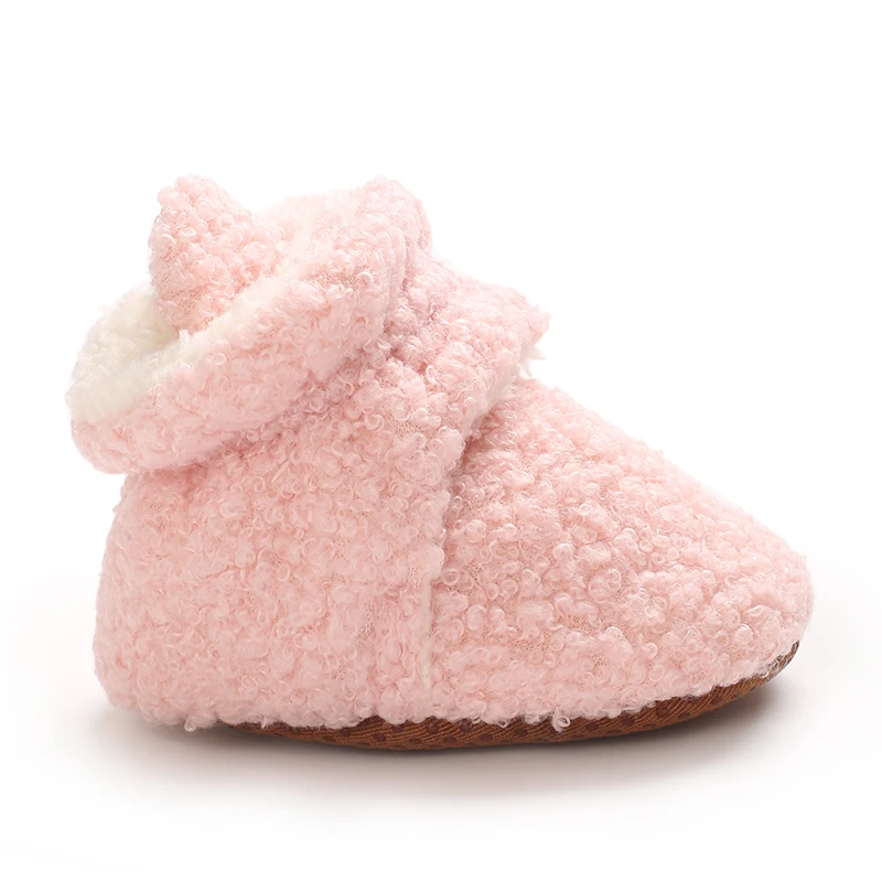 Neugeborenes Baby, Junge, Mädchen, weiche Fleece-Booties, Stay On, Säuglingshausschuhe, Socken, Schuh, rutschfester Greifer, Kleinkind-Erstwanderer, Winter-Knöchel – Detail 9