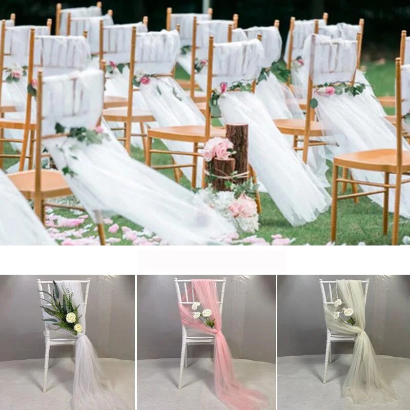 15pcs Yarn Chair Sashes Banquet Sashes Party Bamboo Chair Decors Wedding Ceiling Stairs Banquet Event Banquet Decoration 의자