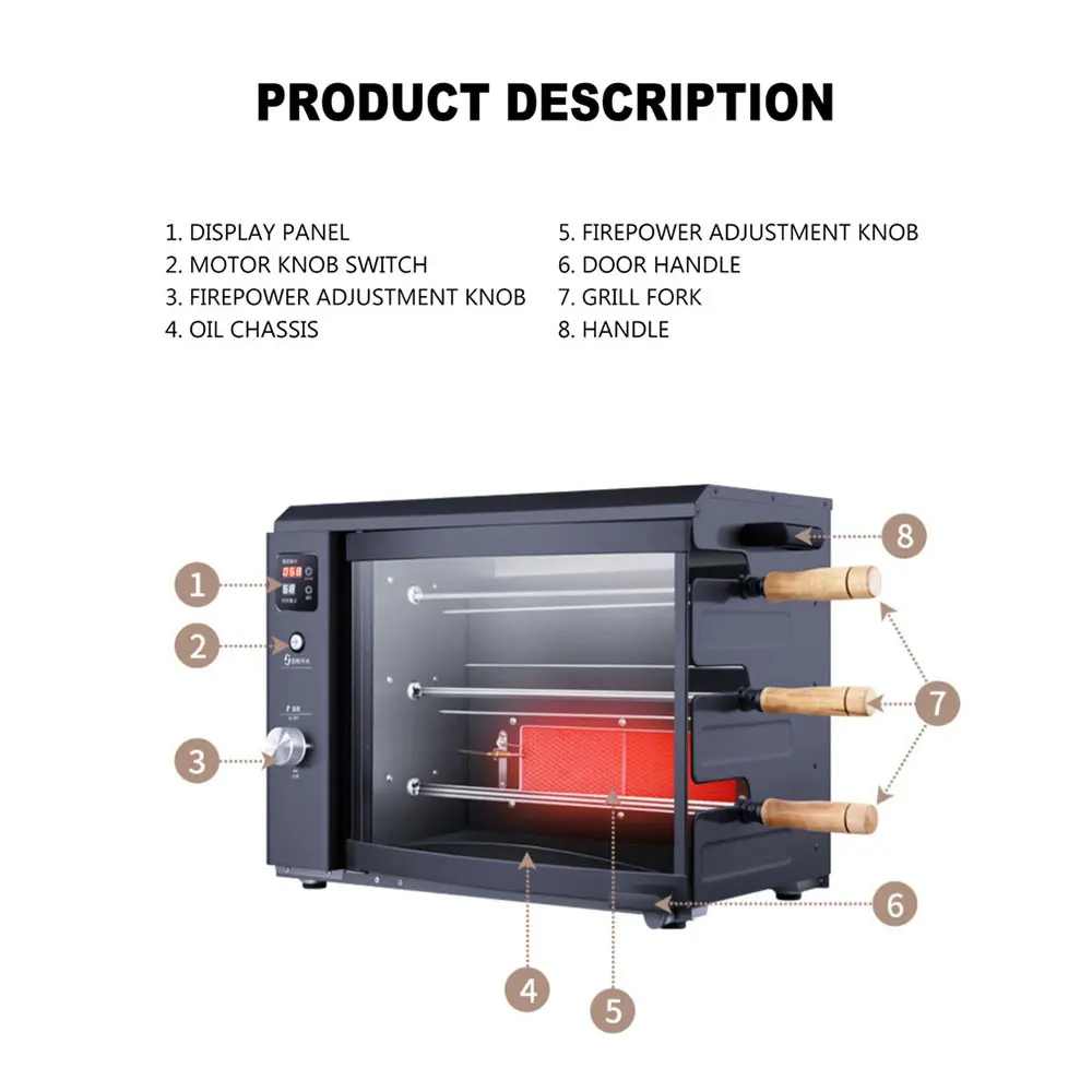 Camping Portable Barbecue Machine Outdoor BBQ Grill Home Gas Oven Auto Rotating Gas Oven Multifunctional Gas Oven