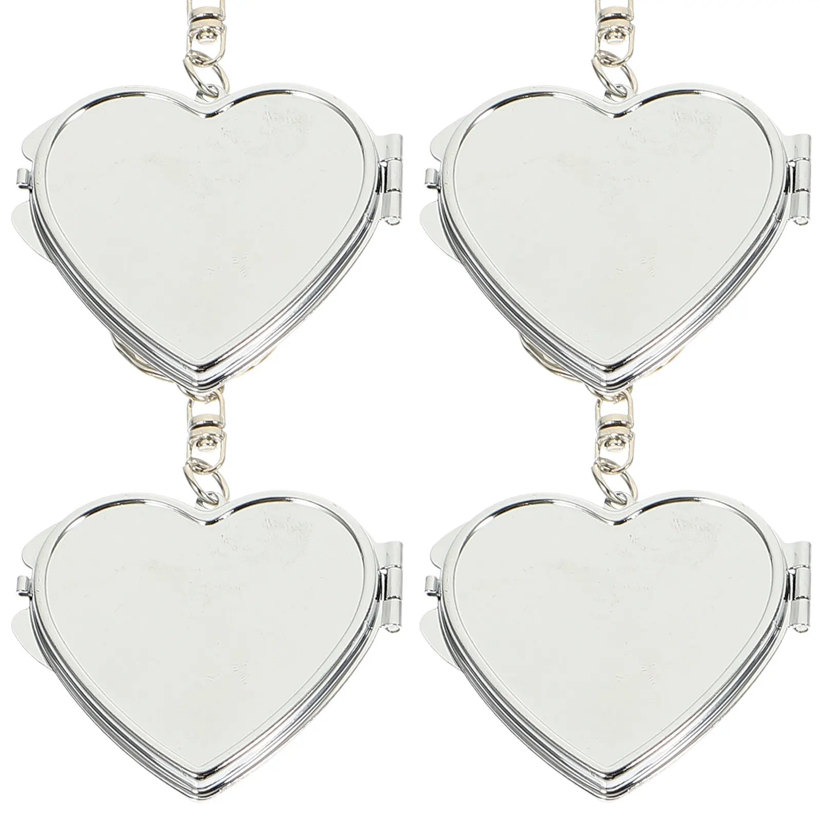 4Pcs Heart Shape Folding Pocket Mirror Keyring Double Sided Portable Mini Metal Compact Mirror Key Chain Pendant Ornament