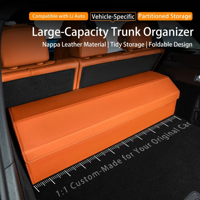 Custom Car Trunk Organizer Box For AITO M9 SERES 9 2024-2026 Leather  Large Capacity Auto Multiuse Storage Bag Folding