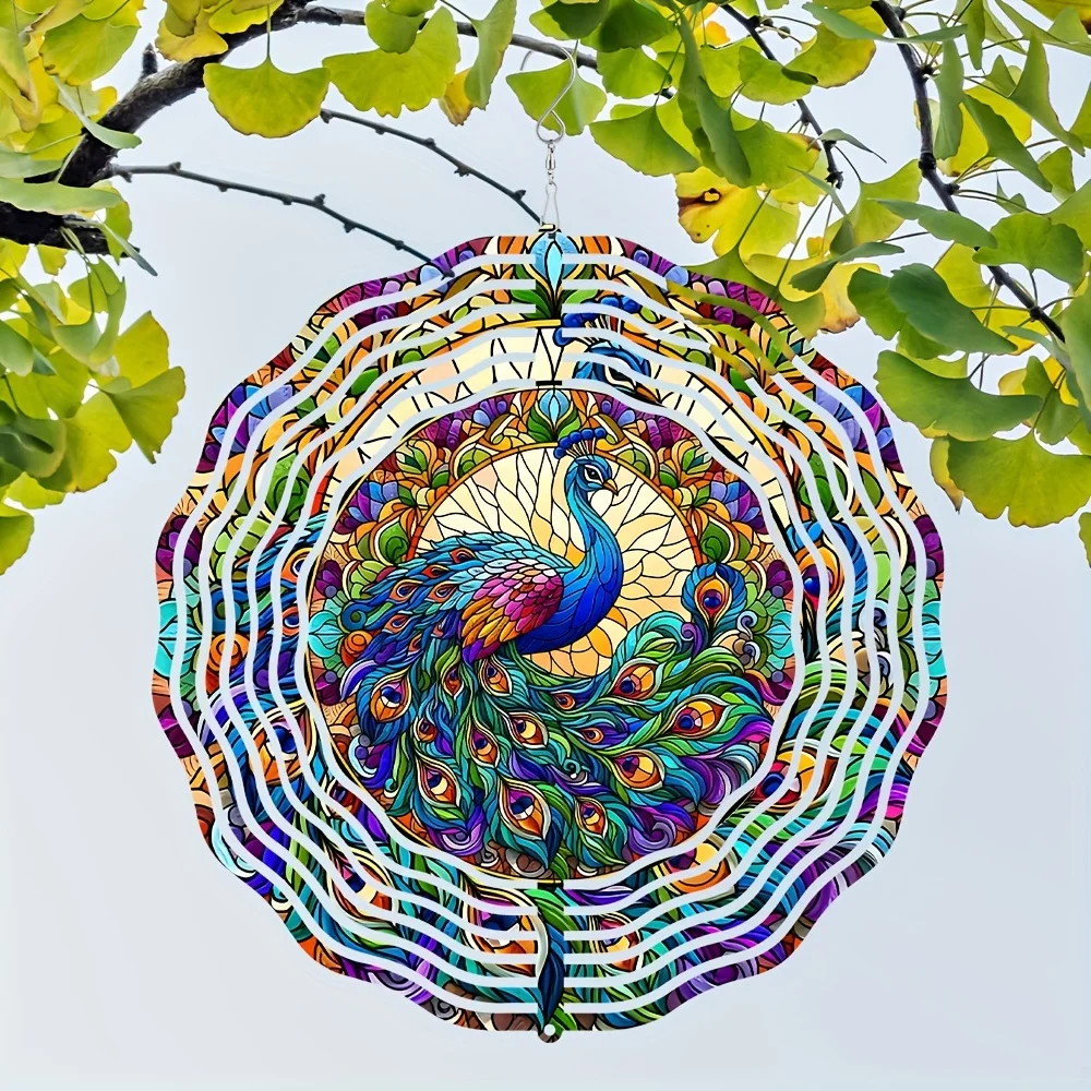 Peacock 3D Metal Wind Spinner, Stainless Steel Hanging Spinner for Garden, Patio, Windows - Unique Gift for Mother Grandma Wife