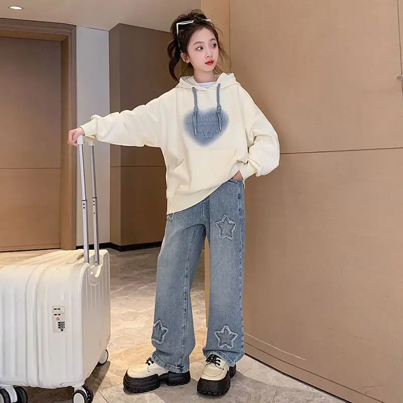 

Для девочек среднего и большого размера, осень-зима 202, новые поступления, стильная свободная универсальная модная зимняя толстовка с капюшоном