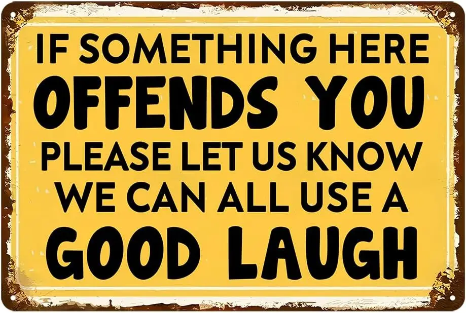 Y1,Funny Bar Sign Man Cave Decor Vintage Metal Tin Signs For Home If Something Here Offends You