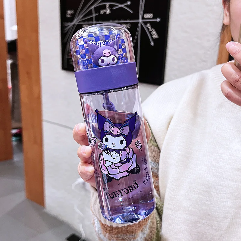 

Sanrio Kuromi Cartoon Water cup female large-capacity plastic cup students school portable cute space cup Hot Sale Summer Anime