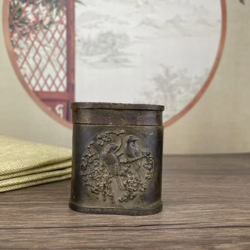 

Antique Miscellaneous Old Tobacco Box Ornament Carved Figure Smoking Accessories Tobacco Case Tobacco Paste Box Folk Collectible