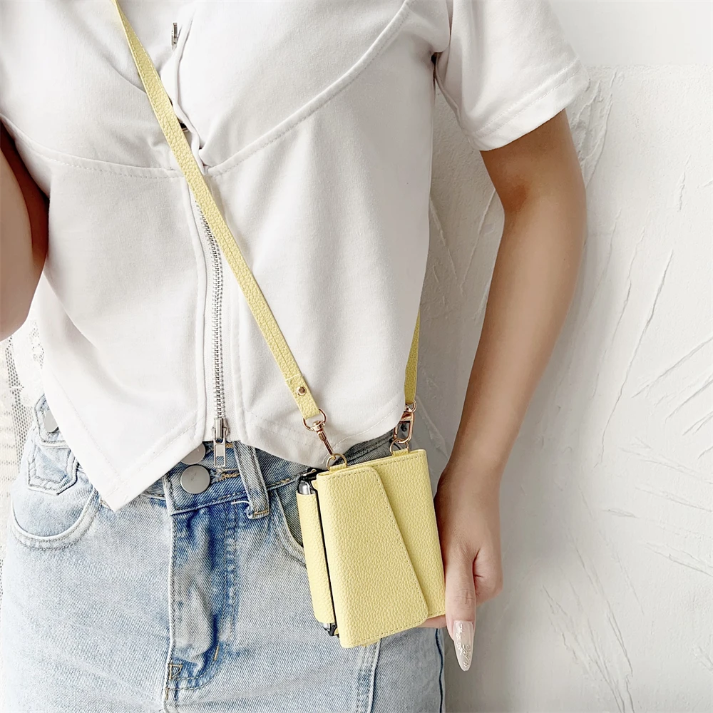 لهواوي بورا X 5G الحبل حافظة جلدية Crossbody حزام الكتف حافظة للبطاقات محفظة قابلة للطي حامل هاتف حامل بطاقة حقيبة صور