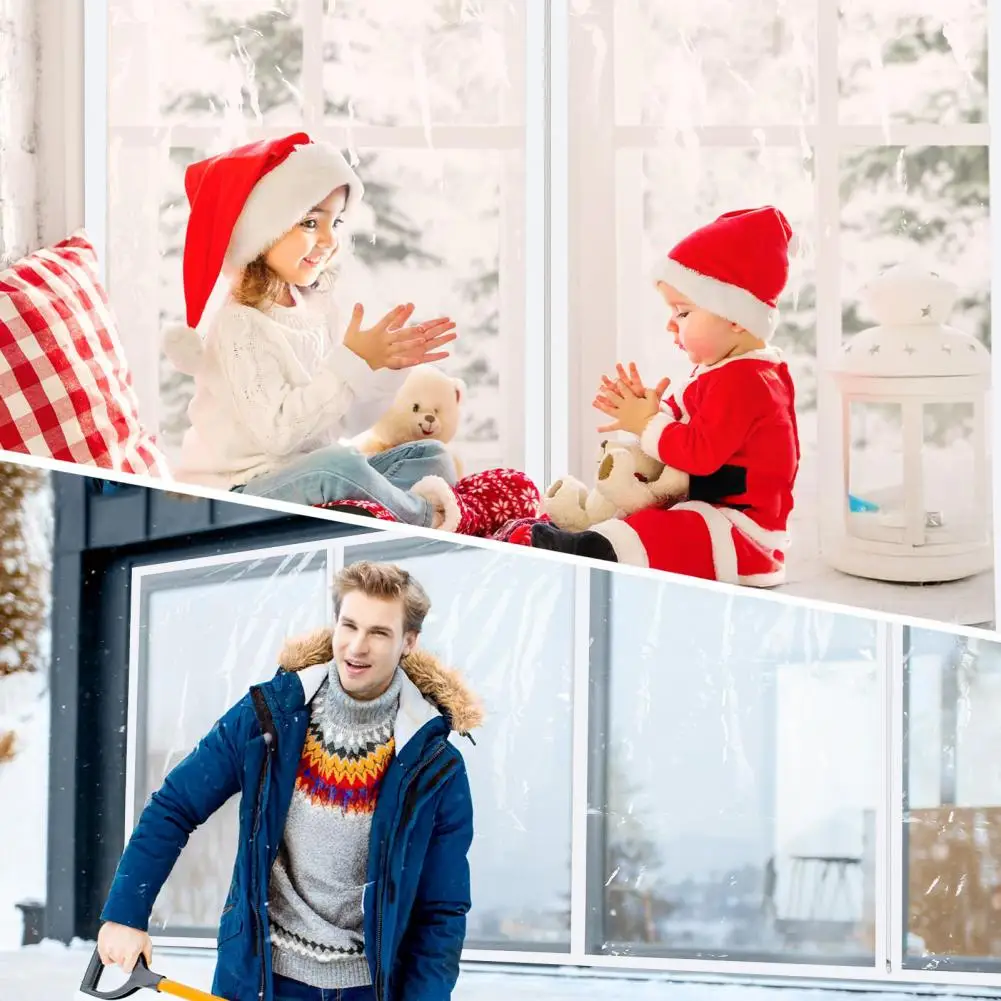 Winter Window Cover Strong Adhesive Window Tape Window Insulation Kit with Zipper Thermal Insulated Cover for Winterizing
