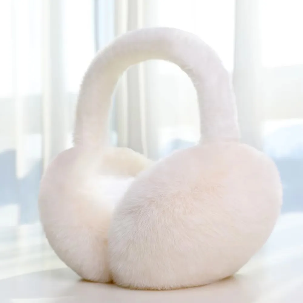 Solid Color Folding Plush Ear Warmer Fashion Winter Earmuffs Thermal Cold Protection Ear Cover Outdoor Skiing Cycling Earflap
