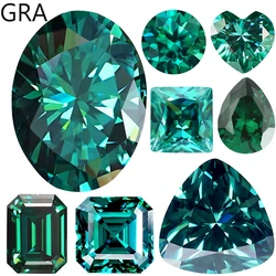Emerald Color Loose Moissanite 100% Real Lab Gemstone Stones For Women Jewelry Diamond Ring Material Pear/Round/Heart/Oval Cut