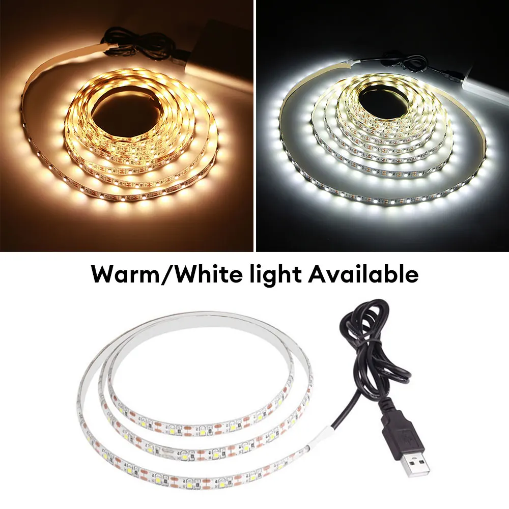 DC 5V USB LED Strips 3528 White Warm White LED Strip Light TV Background Lighting Tape Home Decor Lamp 1m LED String Light