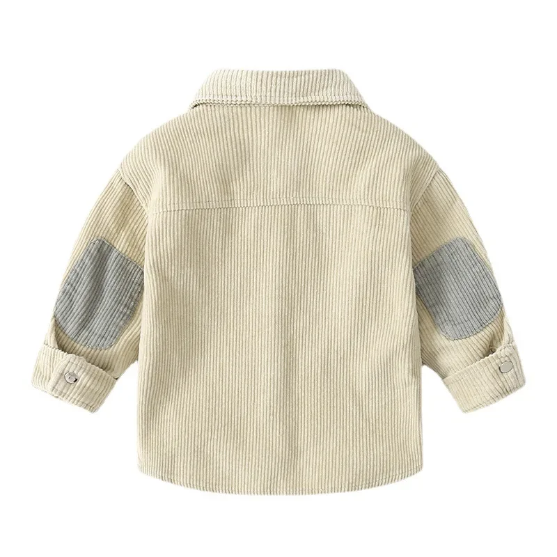 Corduroy Boys Cardigan Baby Boys Shirts Long Sleeve School Blouse Kids White Shirt for Toddler Boys Blouse Children Tops 2023