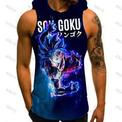 Vest With Hood Vegeta Dragon Ball Z High Street Men Tank Top 2022 Trend Gym Clothing Men Men's T-shirts Summer Streetwear New