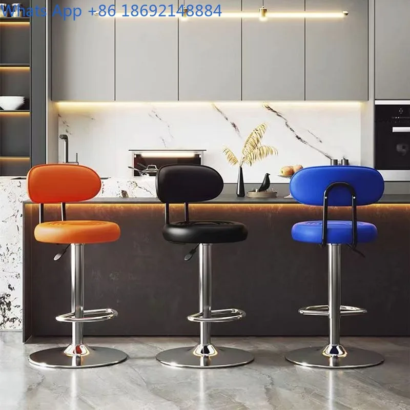 Bar Stool Simple Swivel High Stool Bar Chair Cashier Front Desk Adjustable Backrest High Stool