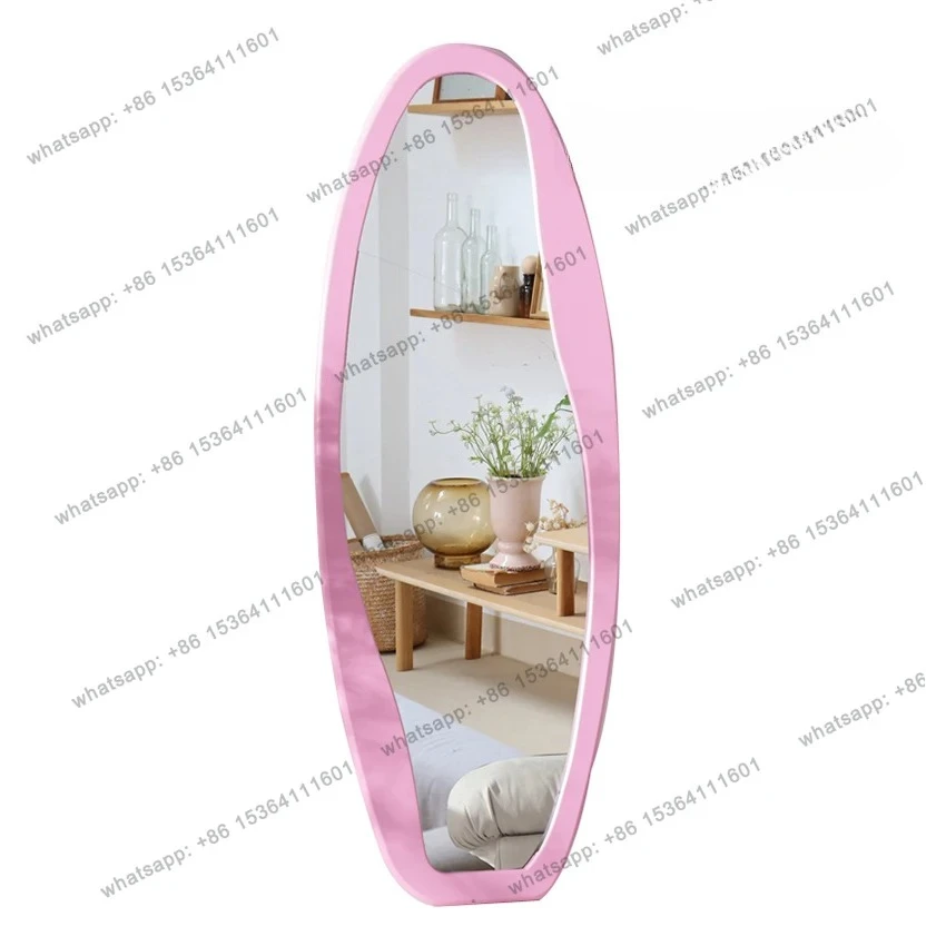 Special-shaped full-body full-length mirror pink art bedroom home floor-to-ceiling fitting mirror designer high-end