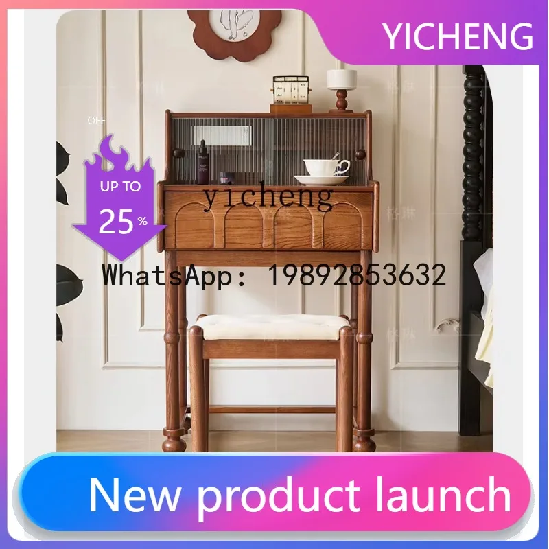 

X7 Solid Wood Dressing Table White Wax Wood Master Bedroom Small Apartment Makeup Table with Drawer