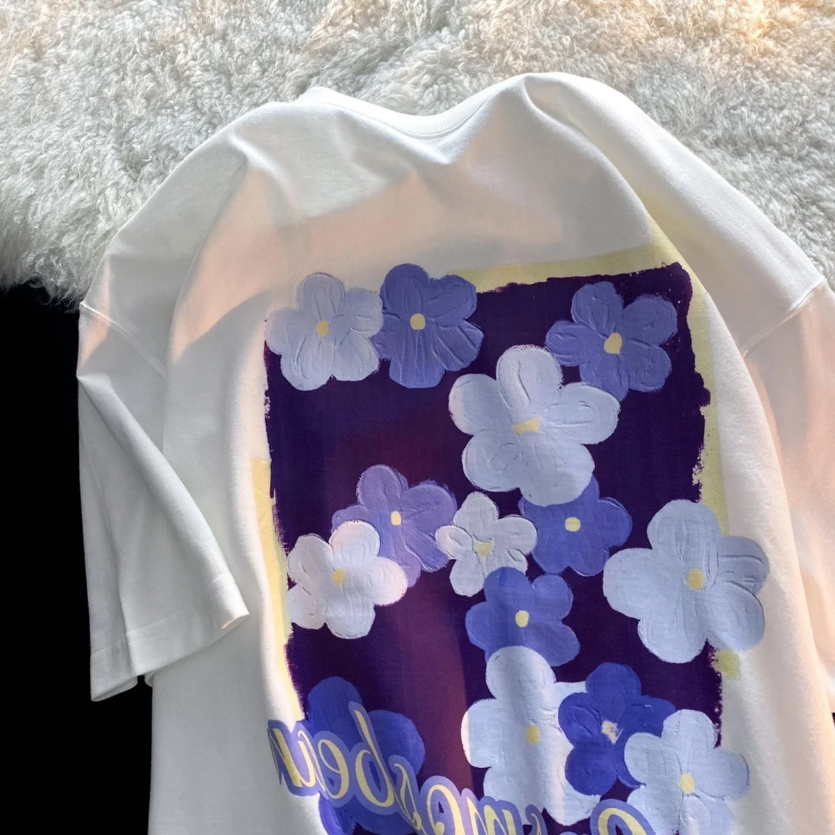 تي شيرت نسائي قصير الأكمام بتصميم كوري عتيق جمالي كاجوال فضفاض مناسب مريح برسومات علوية صيفية أنثوية ملابس يومية للشارع #3