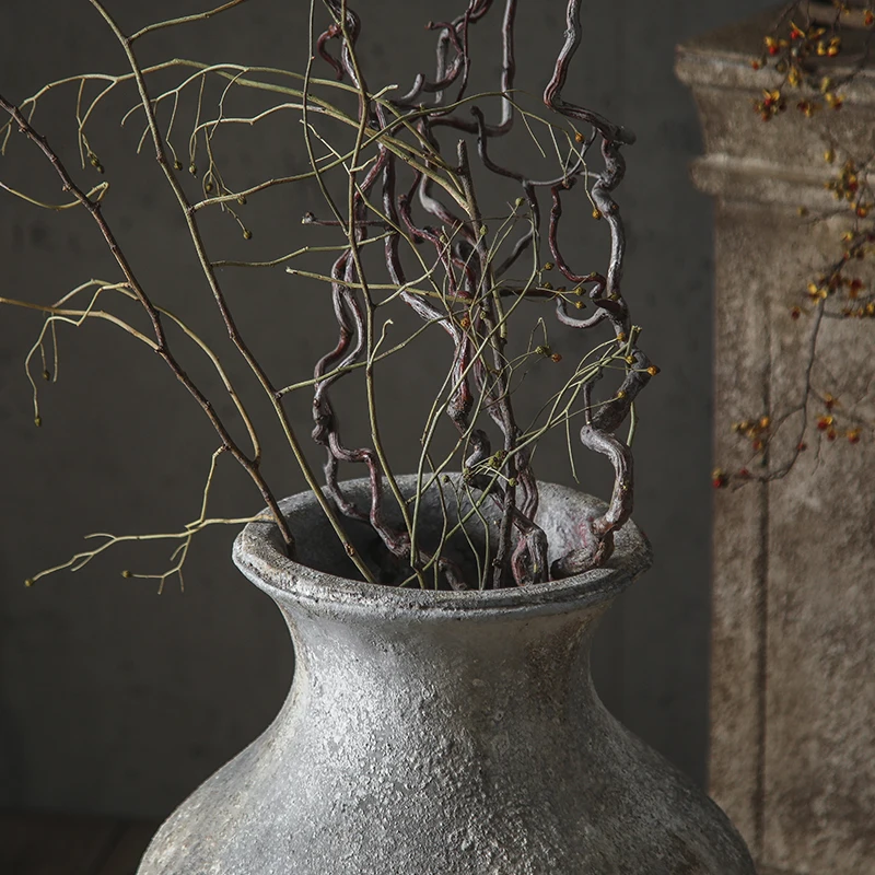 Mottled Art Deco Style Matte MgO Decorative Handmade Durable Vase for Wedding Foyer TV Cabinet Flower Arrangement