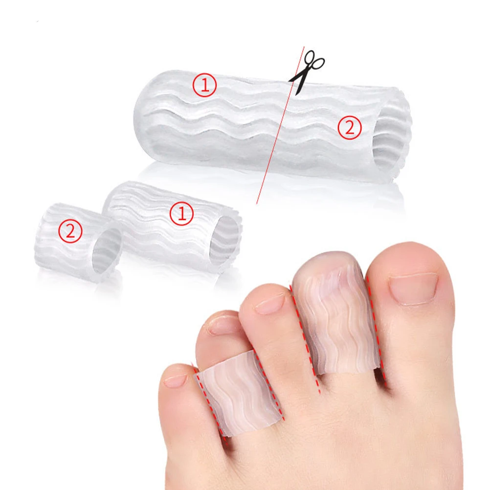 

4pcs Caps Toe Protector Sleeves Gel Cushion Soft Non-Slip Foot Care Tool For Men Women Pain Relief Toe Separators Wave Design