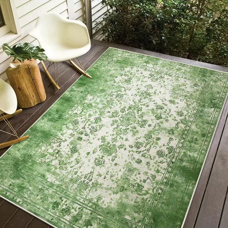 Persian Style Retro Non-slip Carpet Living Room Green Decoration Home Big Size Sofa Table Mat Easy Cleaning Entrance Door Mat