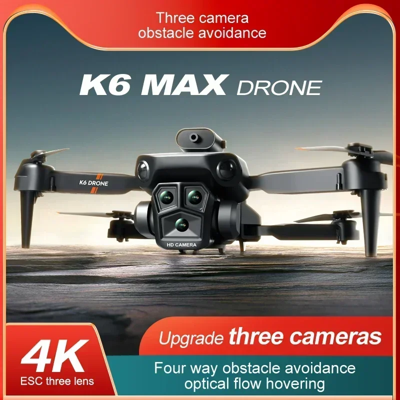 K6 MAX RC Drone Three-Camera Professional Aerial Photography Quadcopter Obstacle Avoidance Four-Axis Foldable Drone