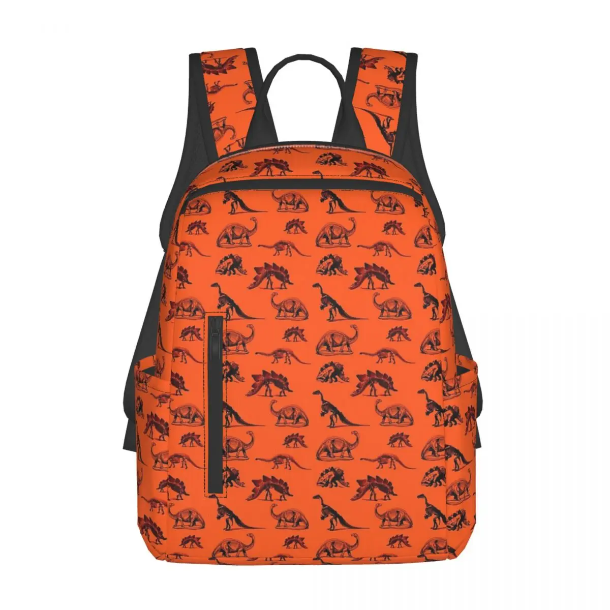 

Vintage Museum Dinosaurs Black And Orange (smaller Version) Backpack Daypack Large Capacity BookBag School Bag Shoulder Bags