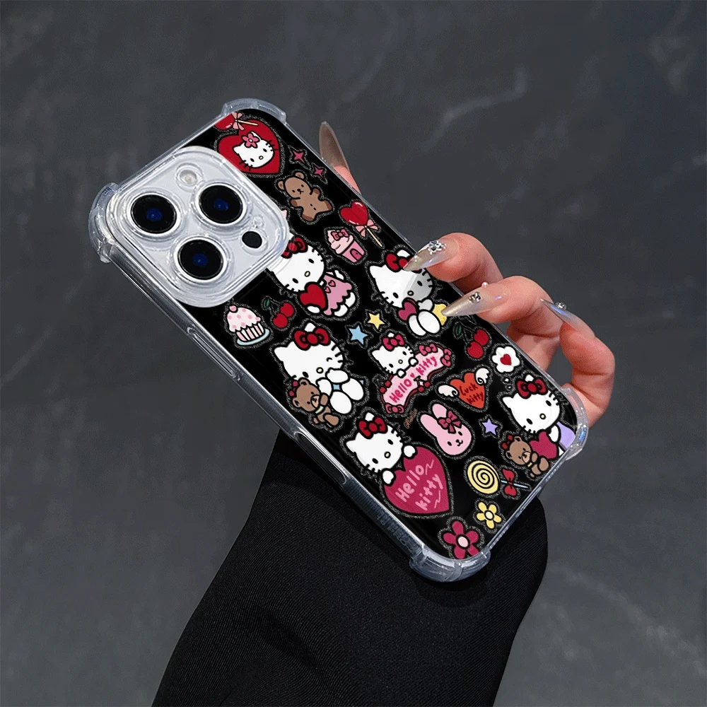 Sanrio-funda de teléfono suave para IPhone 13, IPhone 16/15/14/13/12/11/x/xs/xs Max, funda transparente para teléfono para mujer, juguetes para gatos de Hello Kitty