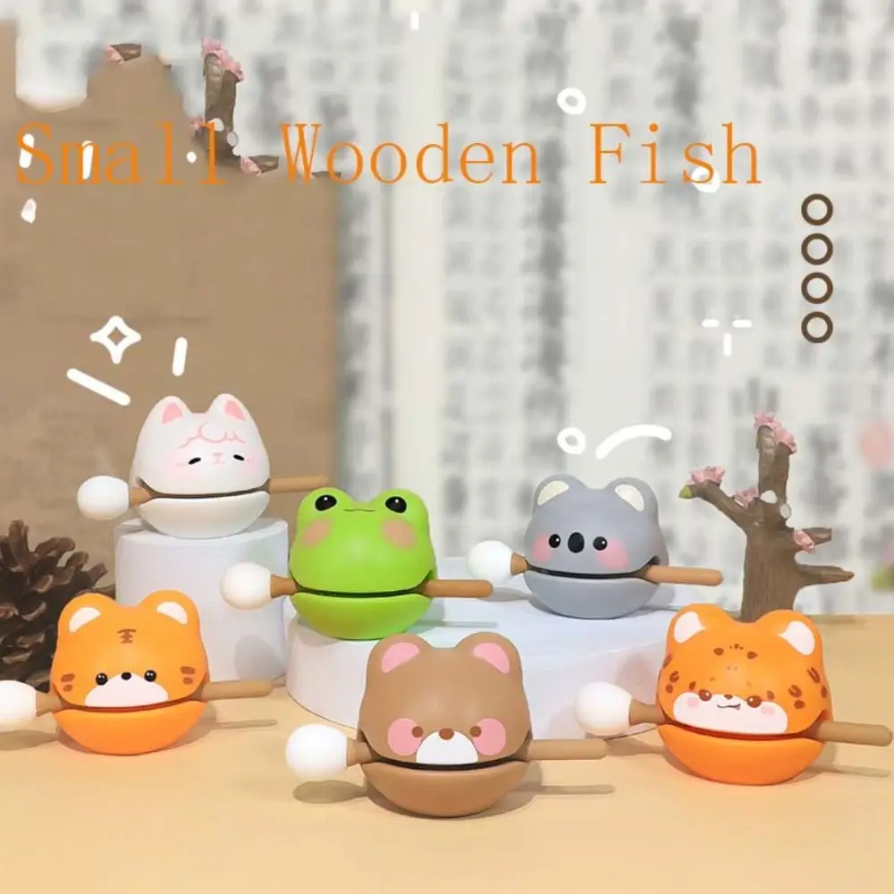 Animal Shape Small Wooden Fish Percussion Wooden Fish Wooden Carving Ornaments With Mallet Carving Percussion Instrument Gifts