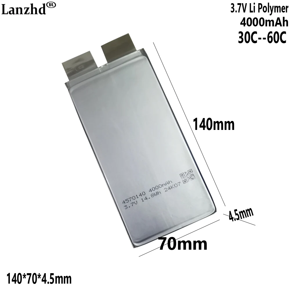 3.7V Polymer 30C Battery For DIY Pack 14.8V Jump Starter Scooter Toy Models Drone Automobile Ignite Aircraft 4570140 4000mAh