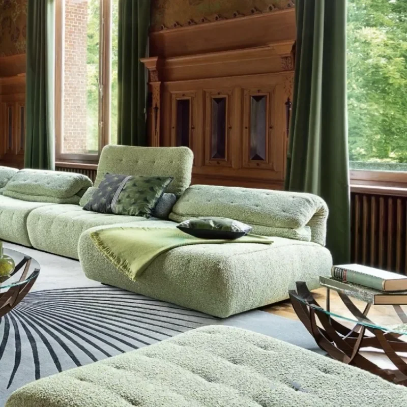 Sofa Folding Back Functionalized, Modular Dopamine Mint Green Elephant Ear Sofa