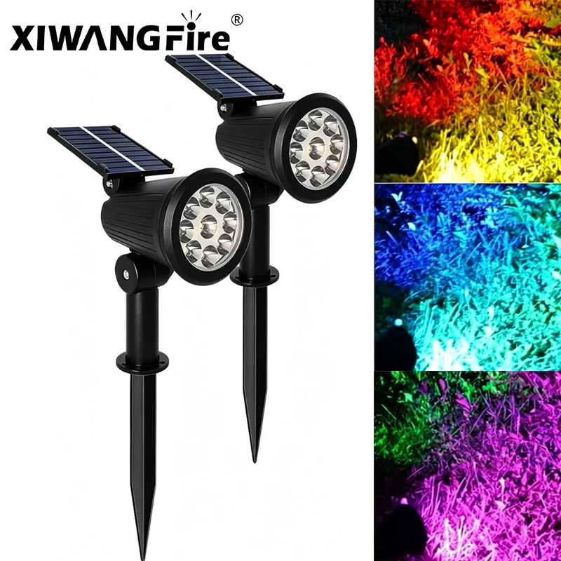 1/2 Stück Solar-Landschaftsleuchten, 9 LEDs, verstellbarer Bodenwandscheinwerfer, IP65, wasserdicht, Außenbeleuchtung für Garten, Hof, Weg