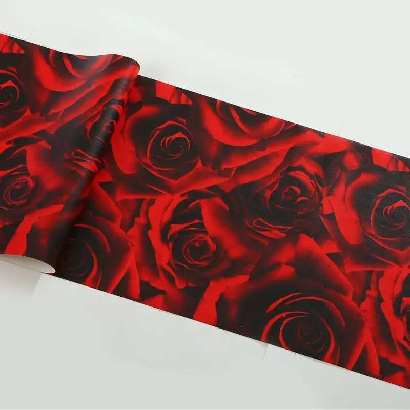 

Красные 3D розы обои для спальни, модные водонепроницаемые обои из ПВХ для салона красоты